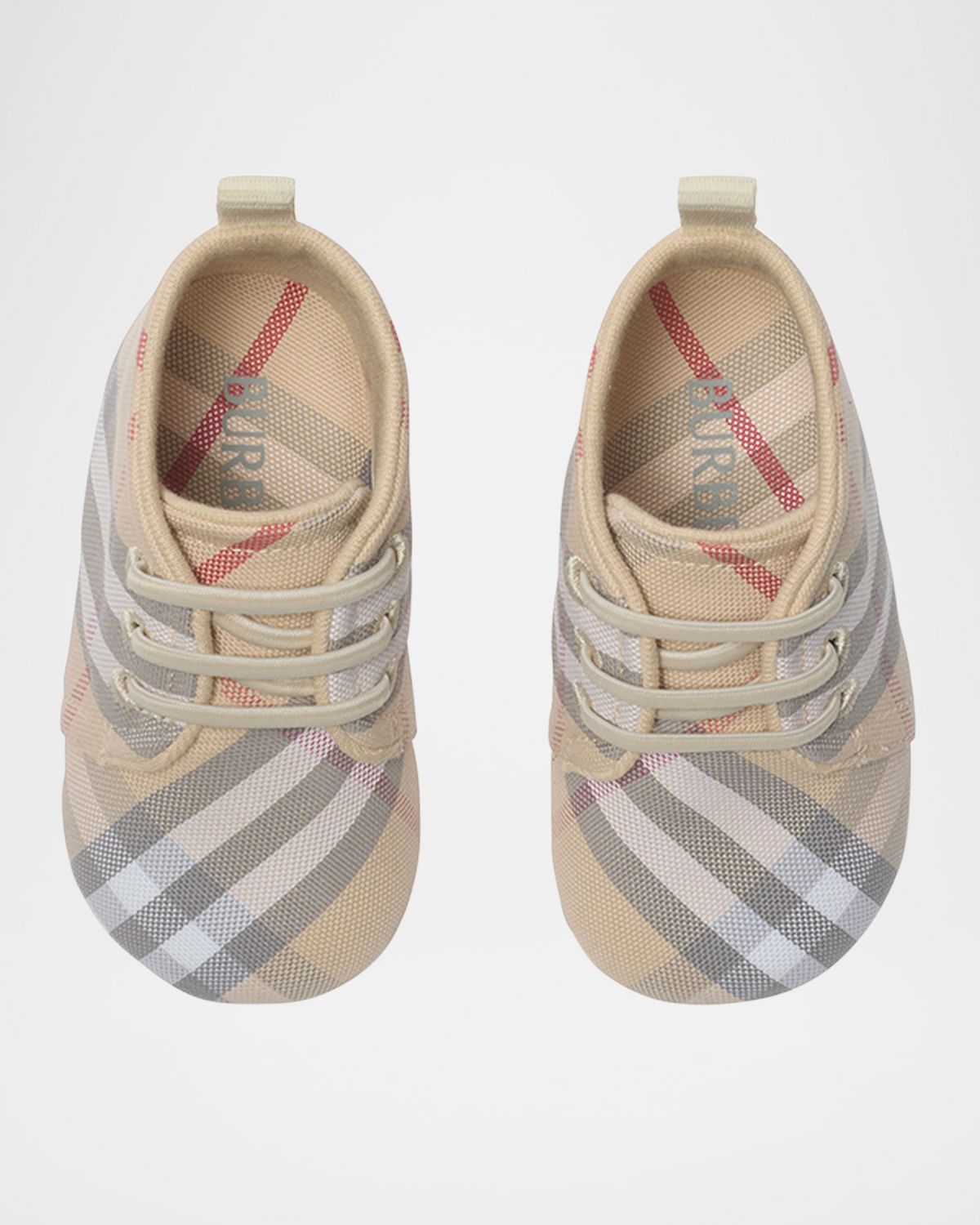 Burberry Kid 's Corby Lace-Up Check Prewalker Booties, Baby