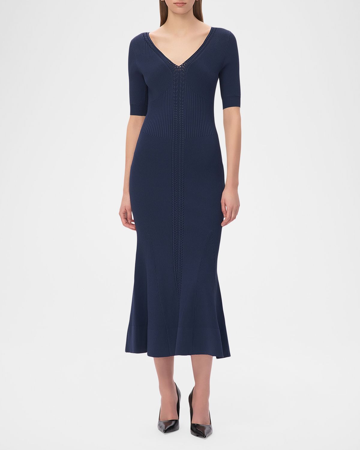 Herve Leger The Aria Rib Knit Mermaid Midi Dress