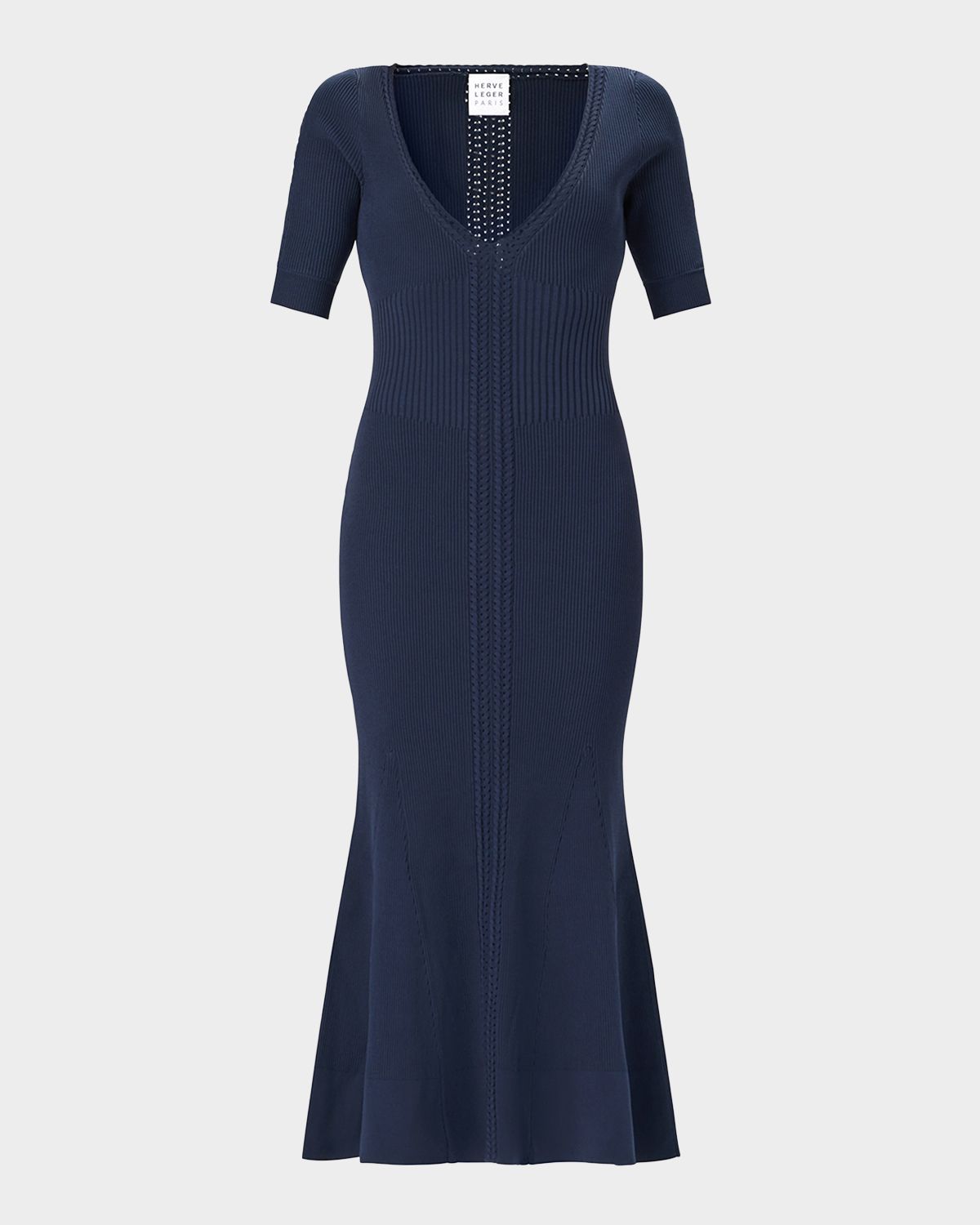 Herve Leger The Aria Rib Knit Mermaid Midi Dress