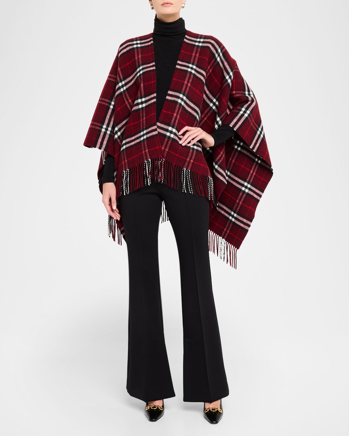 Burberry Charlotte Check Wool Cashmere Cape