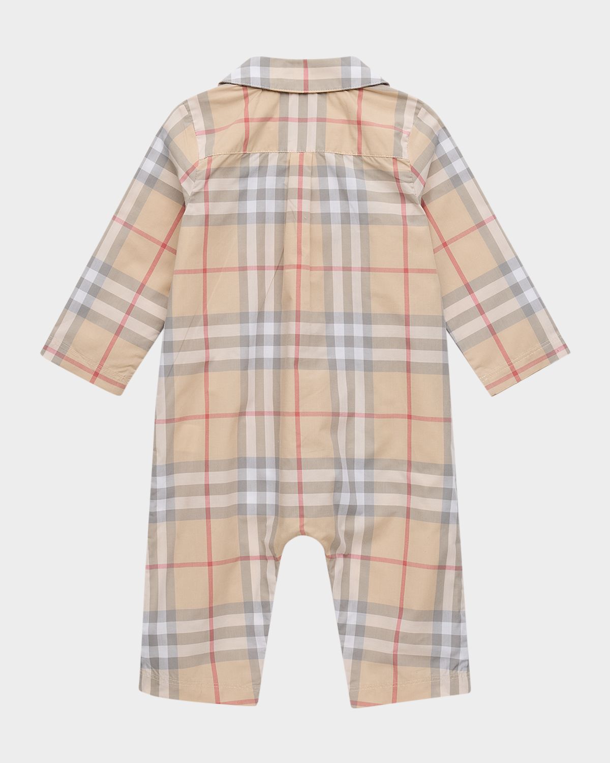 Burberry Kid 's Andreas Long-Sleeve Cotton Check Coveralls, Size Newborn-18M