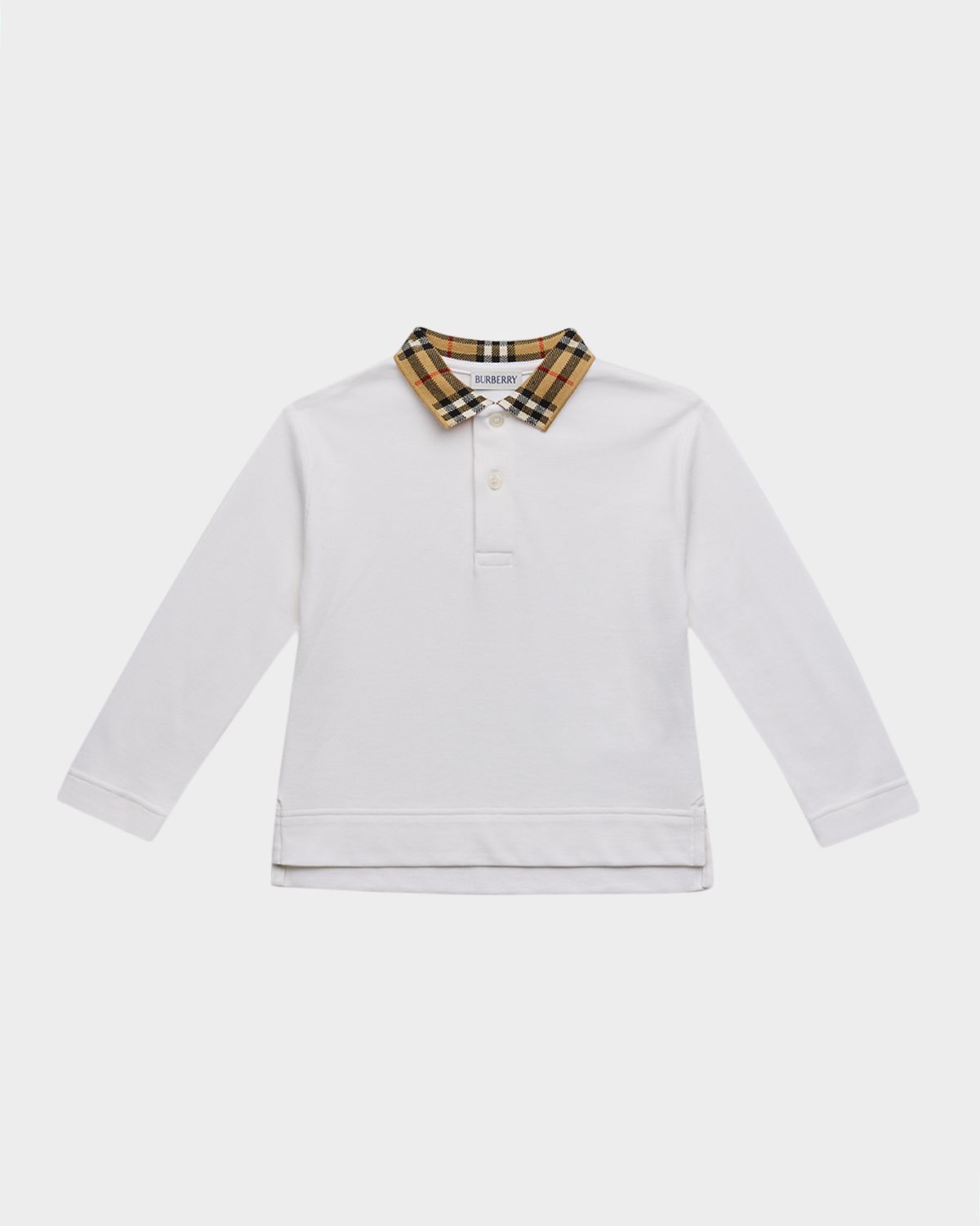 Burberry Boy 's Johane Check-Collar Long-Sleeve Polo Shirt, Size 6M-
