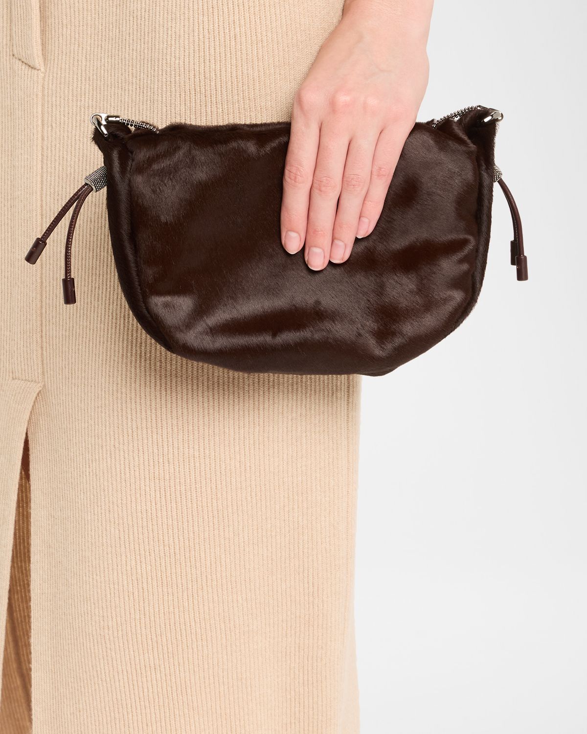 Brunello Cucinelli Mellow Mini Calf Hair Bucket Bag