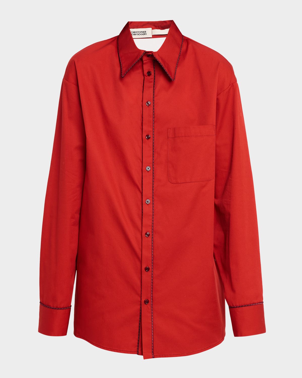 CHRISTOPHER JOHN ROGERS Convertible Jumbo Cotton Twill Shirt