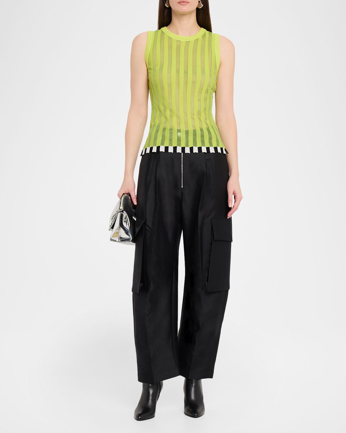CHRISTOPHER JOHN ROGERS Pleated Knit Shell Top