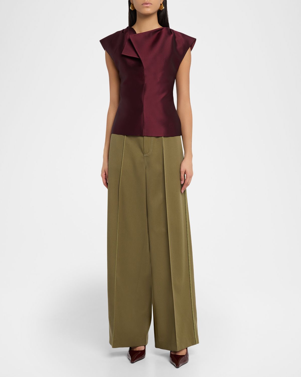 CHRISTOPHER JOHN ROGERS Belted Pintuck Wool Twill Wide-Leg Pants | Thumbnail 5 CHRISTOPHER JOHN ROGERS Belted Pintuck Wool Twill Wide-Leg Pants | Thumbnail 5