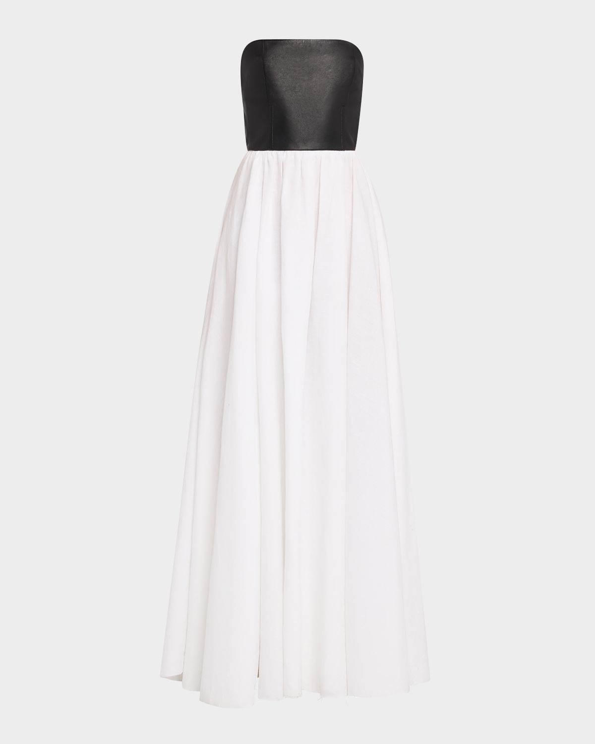Gabriela Hearst Lehti Mixed-Media Strapless Maxi Dress
