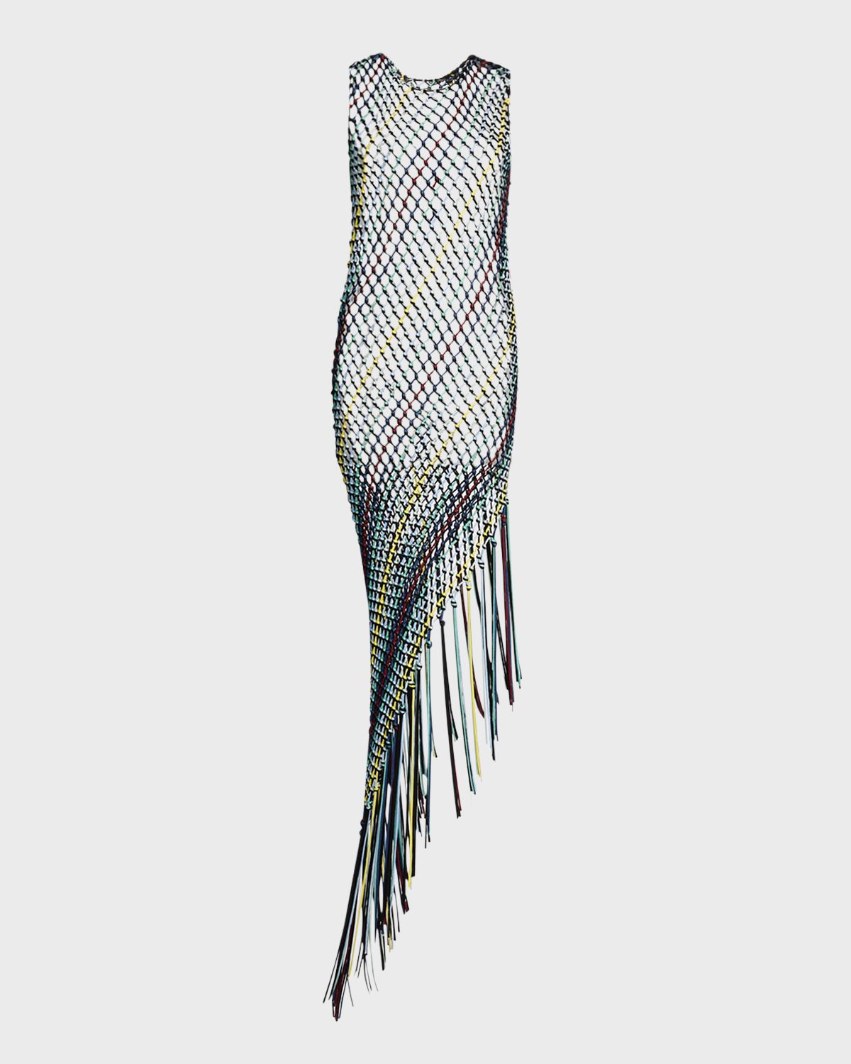 Gabriela Hearst Nabia Sleeveless Asymmetric Net Midi Dress