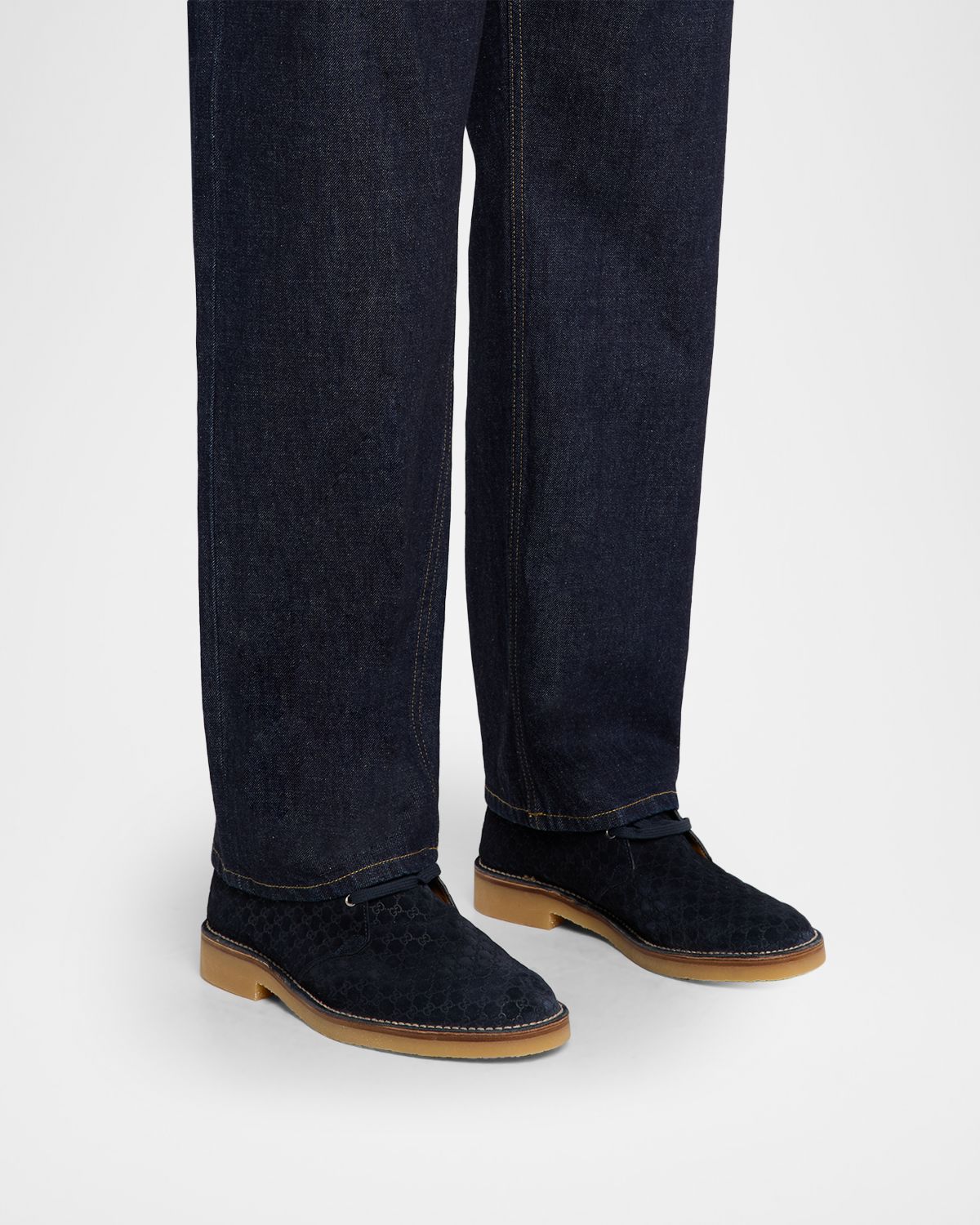 Gucci Men 's Moreau GG Suede Lace-Up Ankle Boots