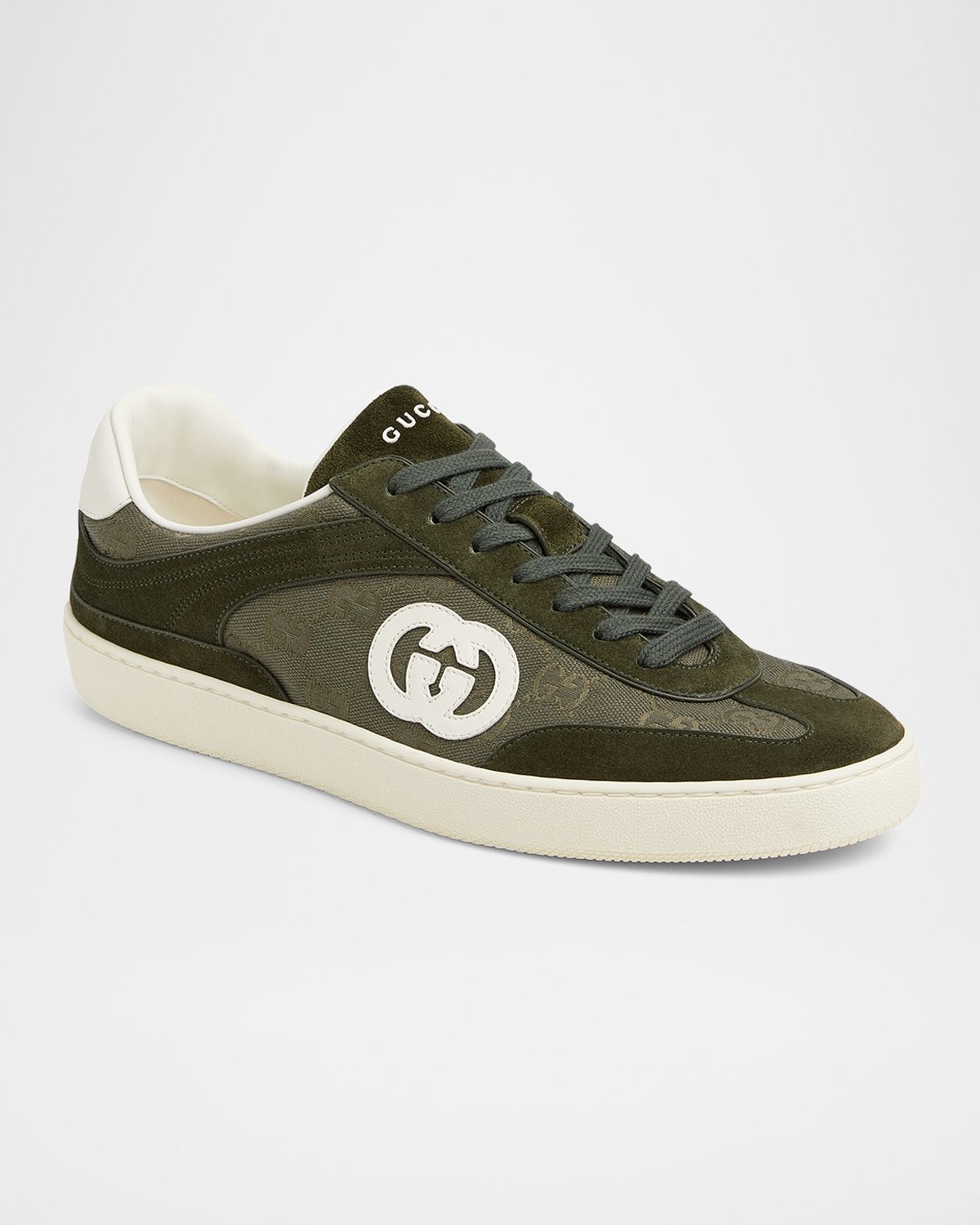 Gucci Men's G75 Canvas and Suede T-Toe Low-Top Sneakers