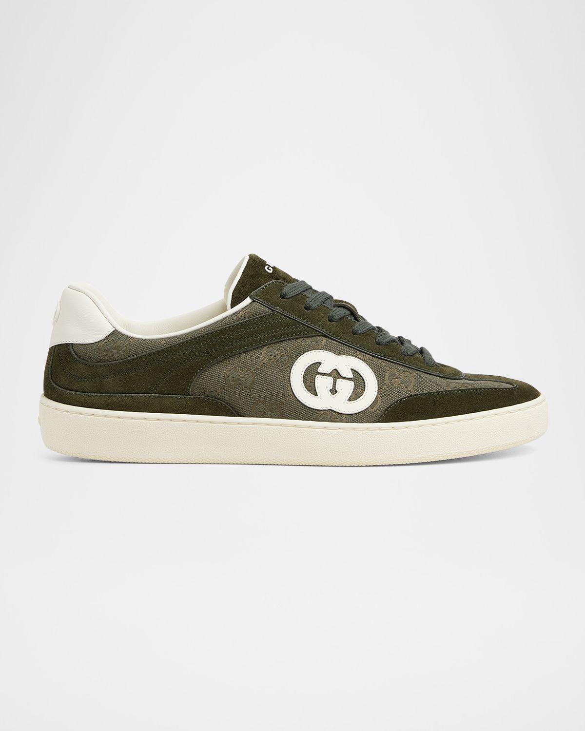 Gucci Men 's G75 Canvas and Suede T-Toe Low-Top Sneakers