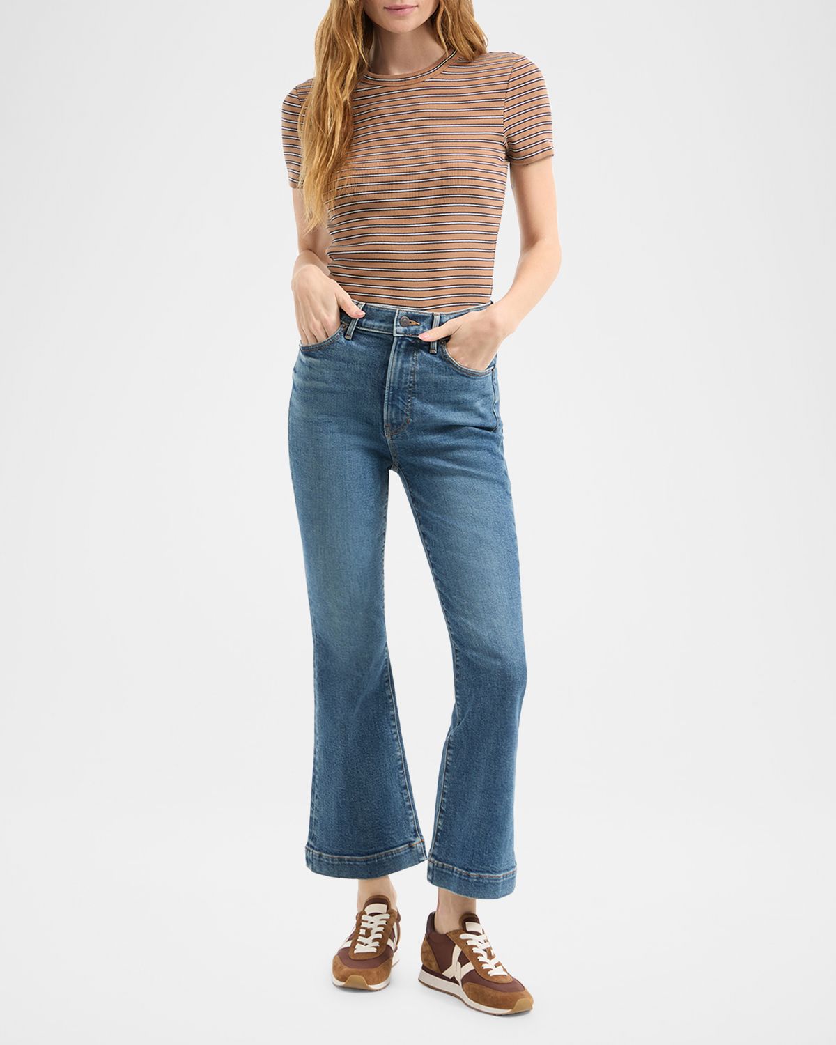 Veronica Beard Carson High-Rise Ankle Flare Jeans
