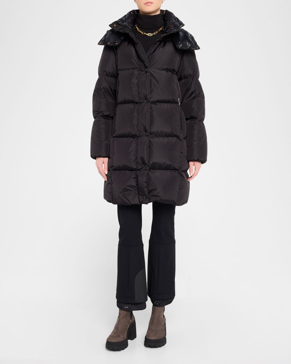Moncler Litte Long Down Puffer Coat with Detachable Hood