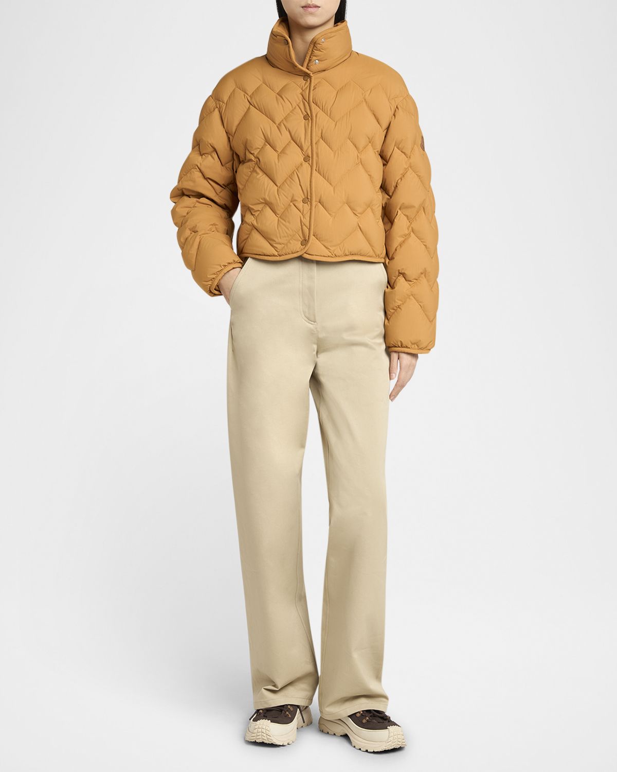 Moncler Senevee Chevron-Quilted Short Down Jacket