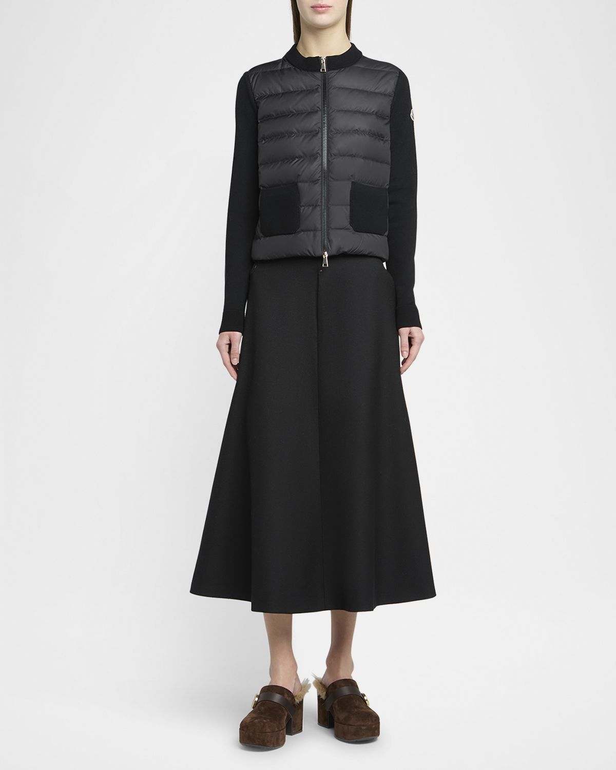 Moncler Padded Wool Zip-Up Cardigan