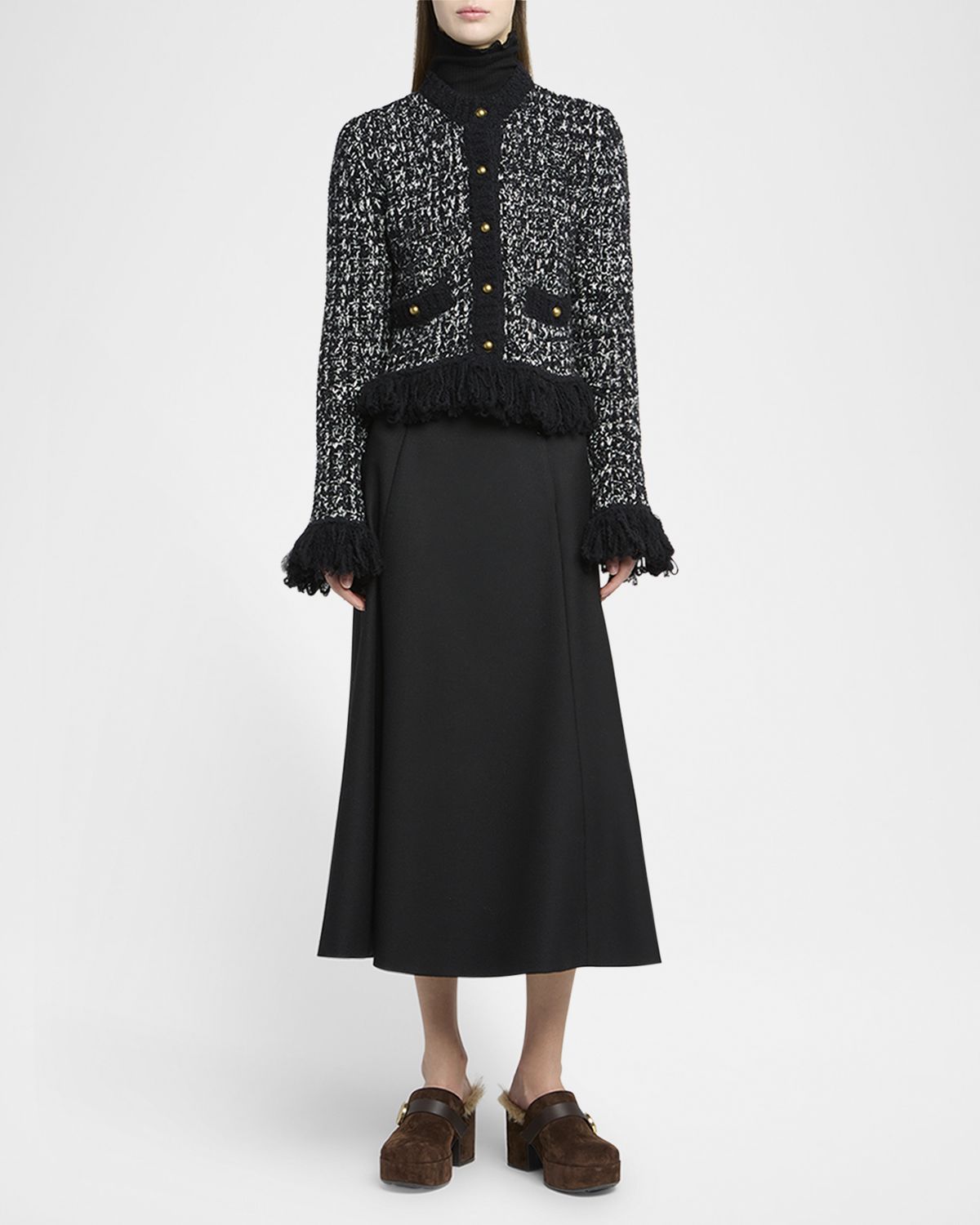 Moncler Circle-Cut Wool Midi Skirt