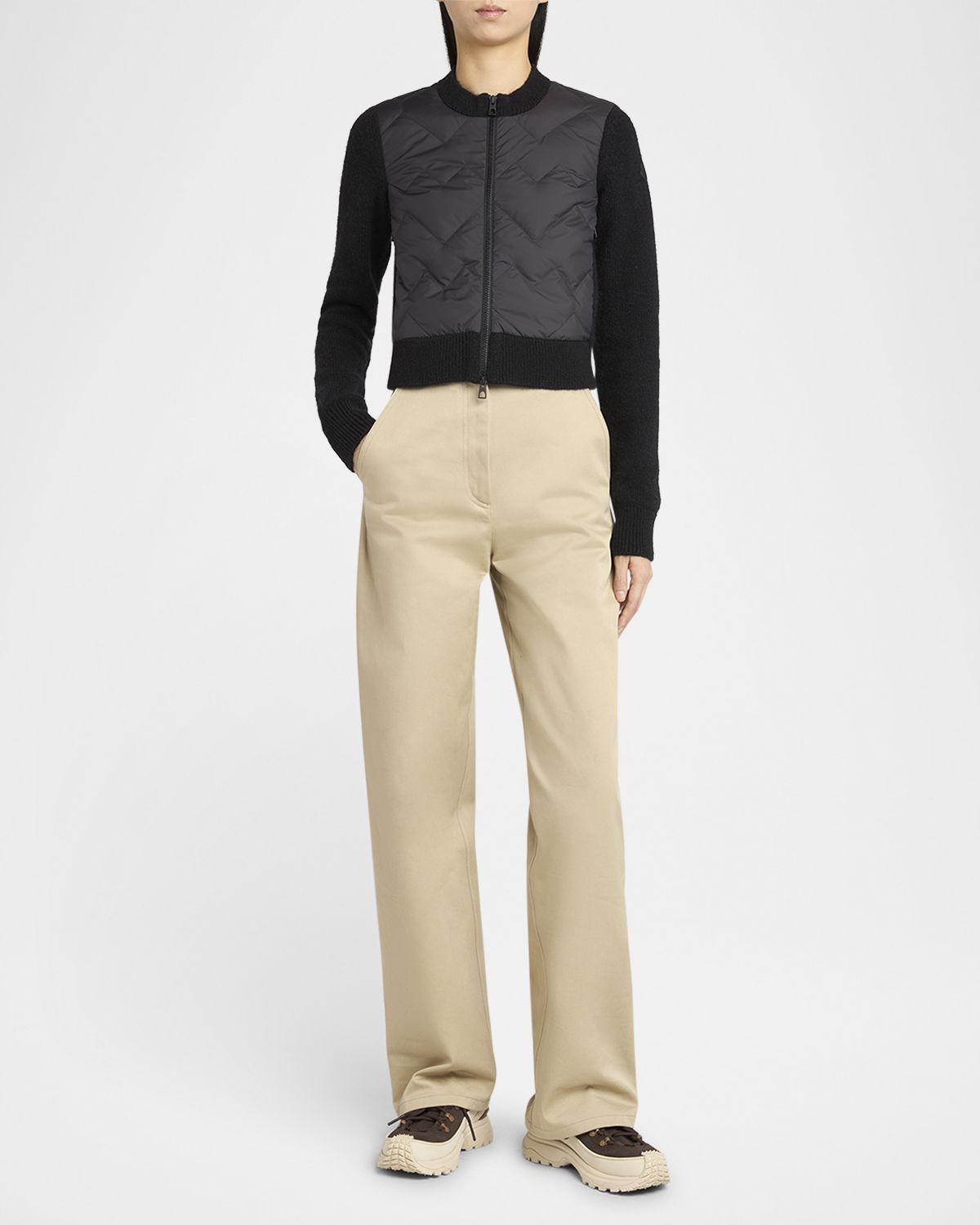 Moncler Padded Wool Zip-Up Cardigan