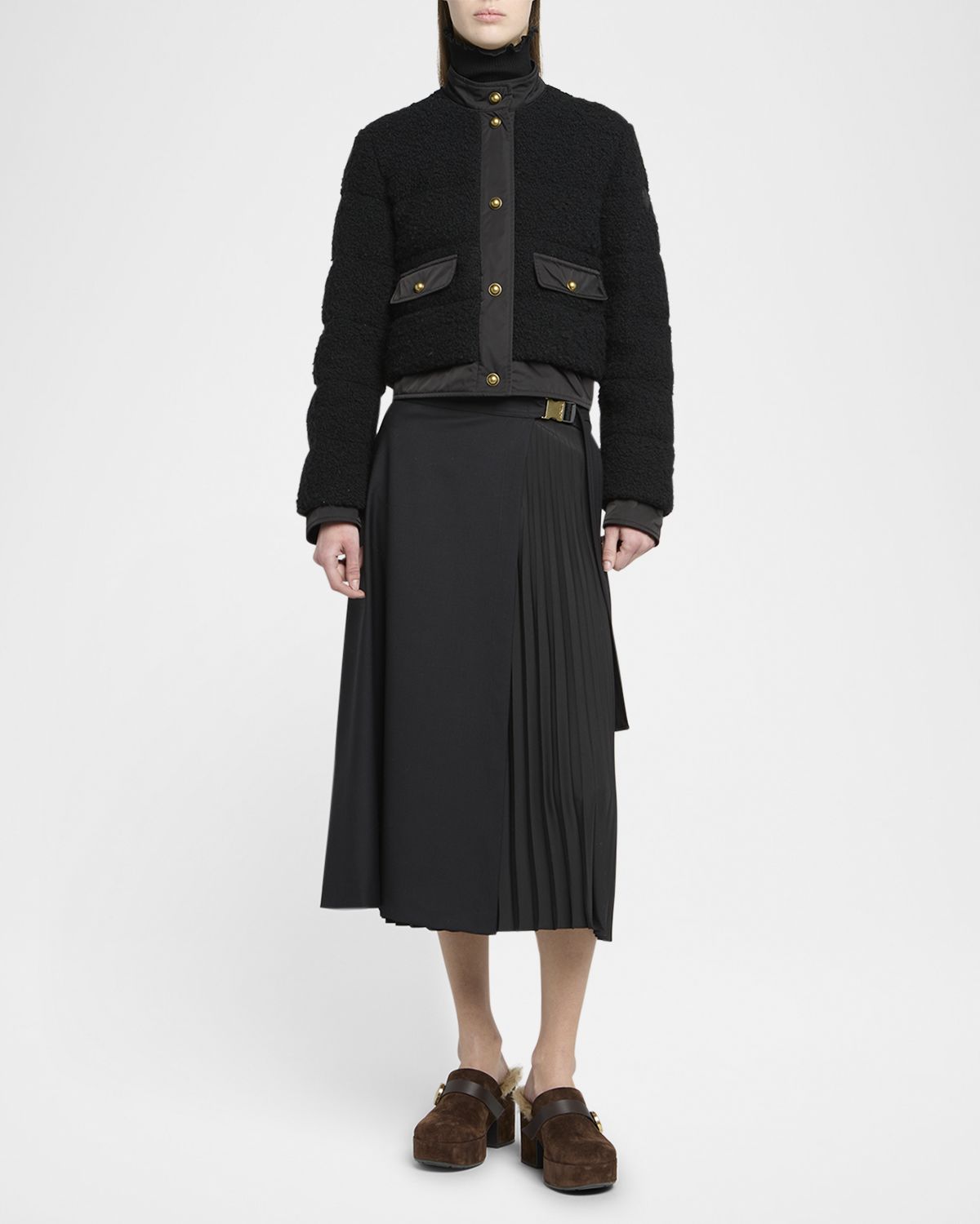 Moncler Pleated Midi Wrap Skirt