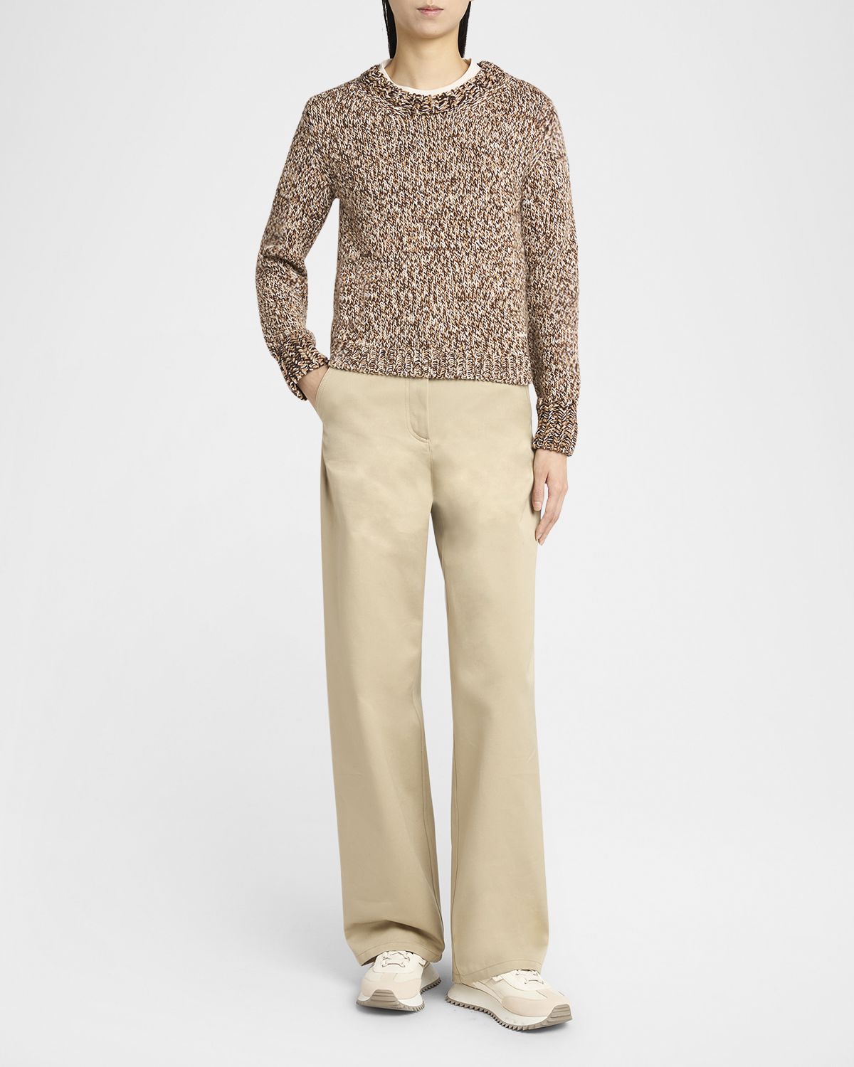 Moncler Marled Wool Crewneck Sweater