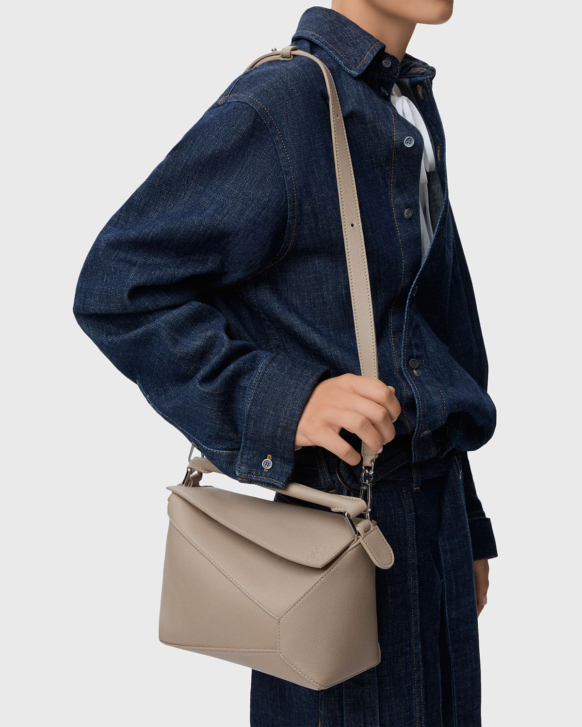 Loewe Puzzle Edge Small Top-Handle Bag in Grain Leather