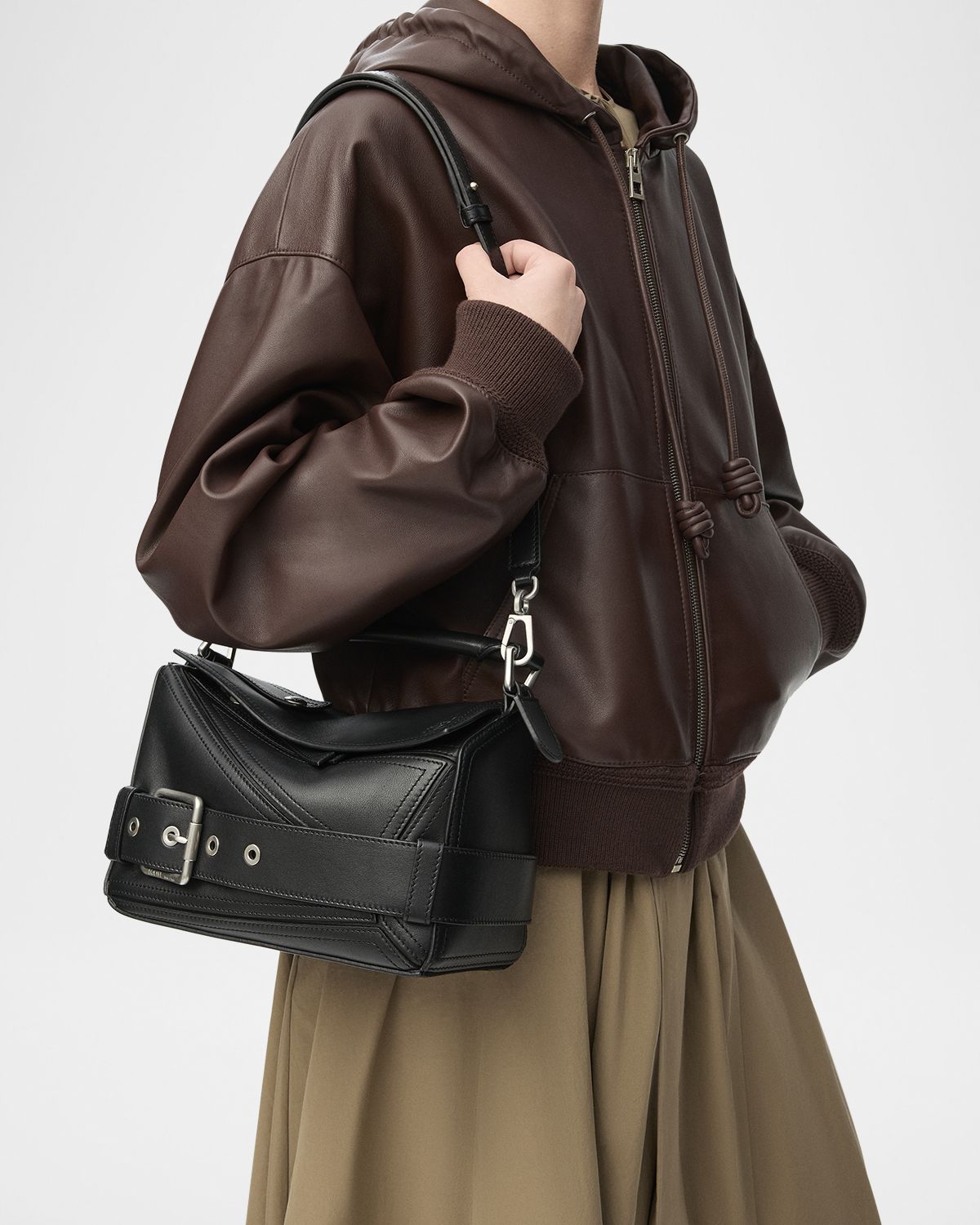 Loewe Puzzle Biker Top-Handle Bag in Shiny Leather | Thumbnail 10
