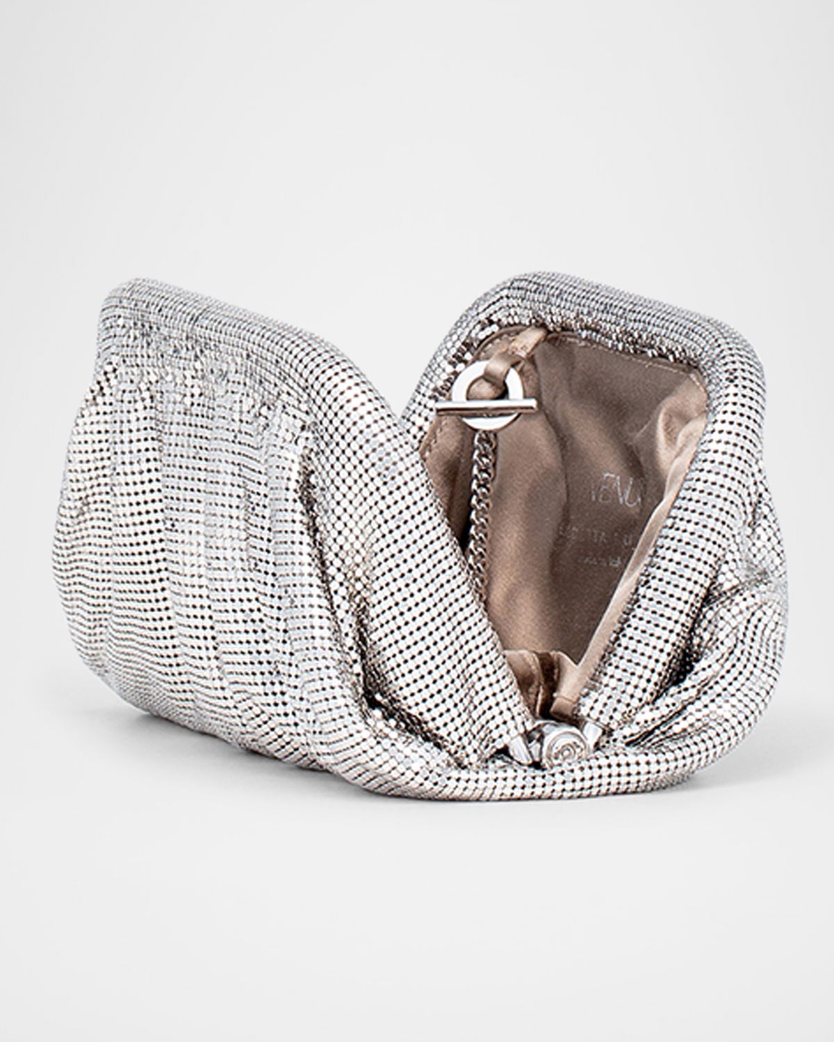 Benedetta Bruzziches Venus La Petite Pleated Mirror Mesh Clutch Bag