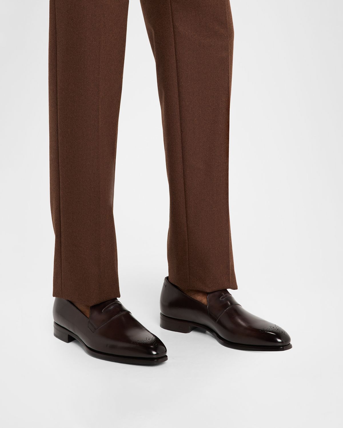 Brioni Men 's Elysium Brogue Leather Penny Loafers