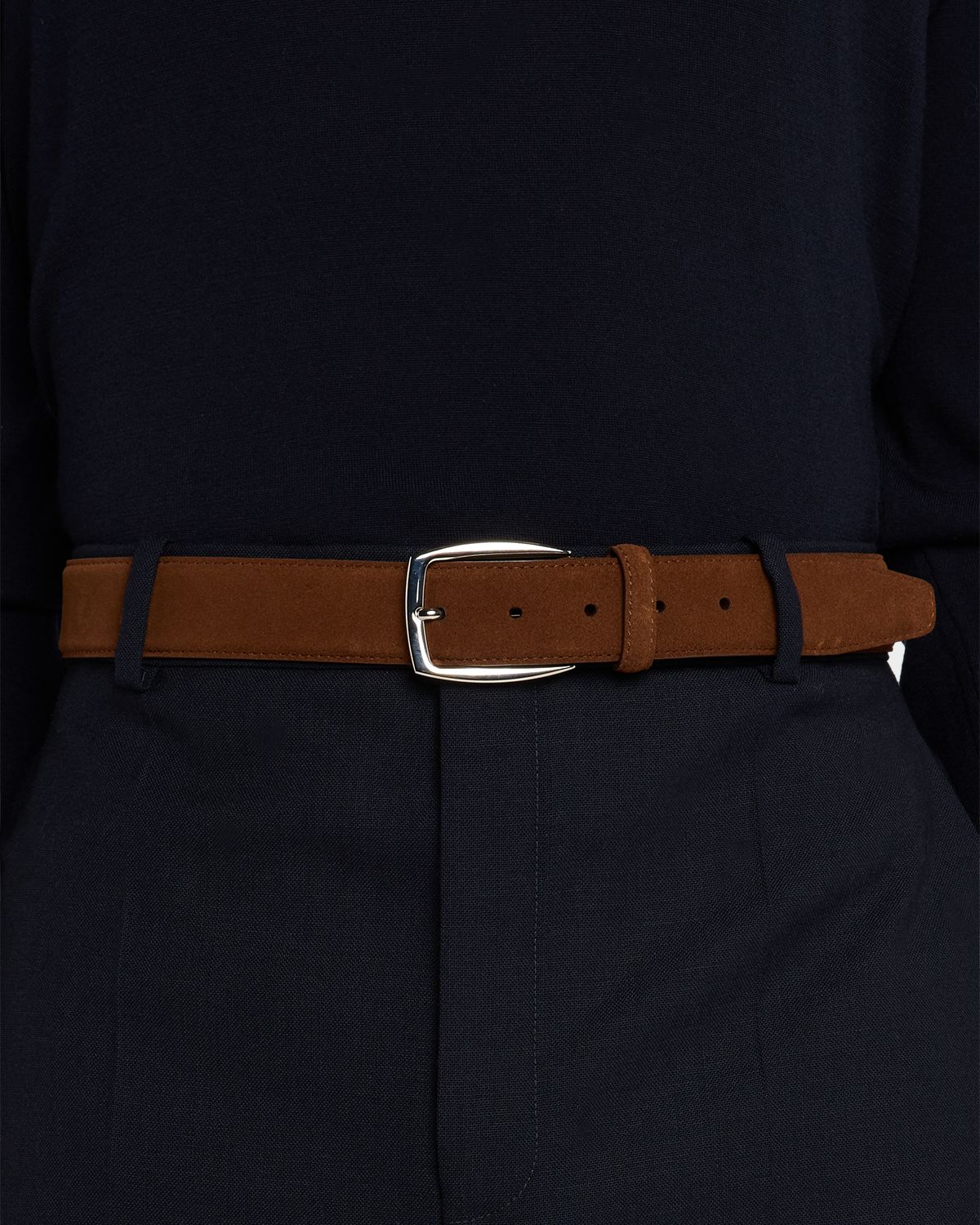 Brioni Men's Square-Buckle Suede Belt