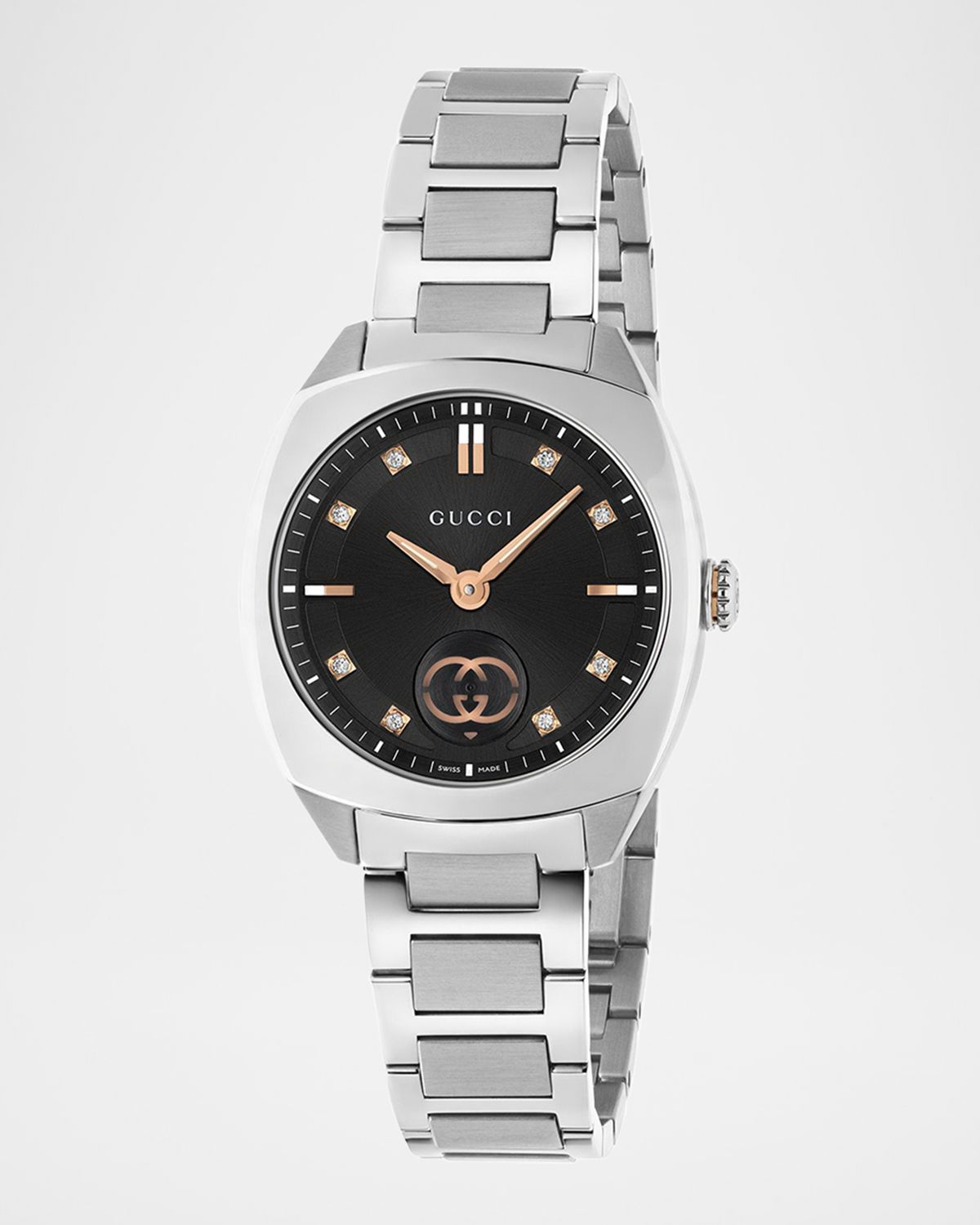 Gucci 29mm Interlocking Diamond Watch with Bracelet Strap, Black