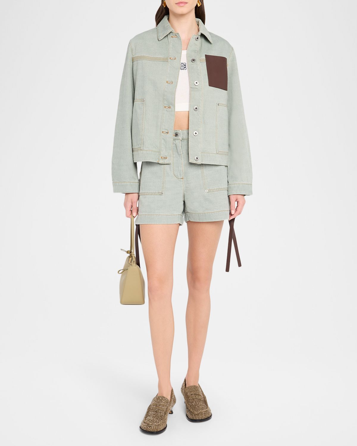 Loewe Anagram Leather Pocket Workwear Jacket