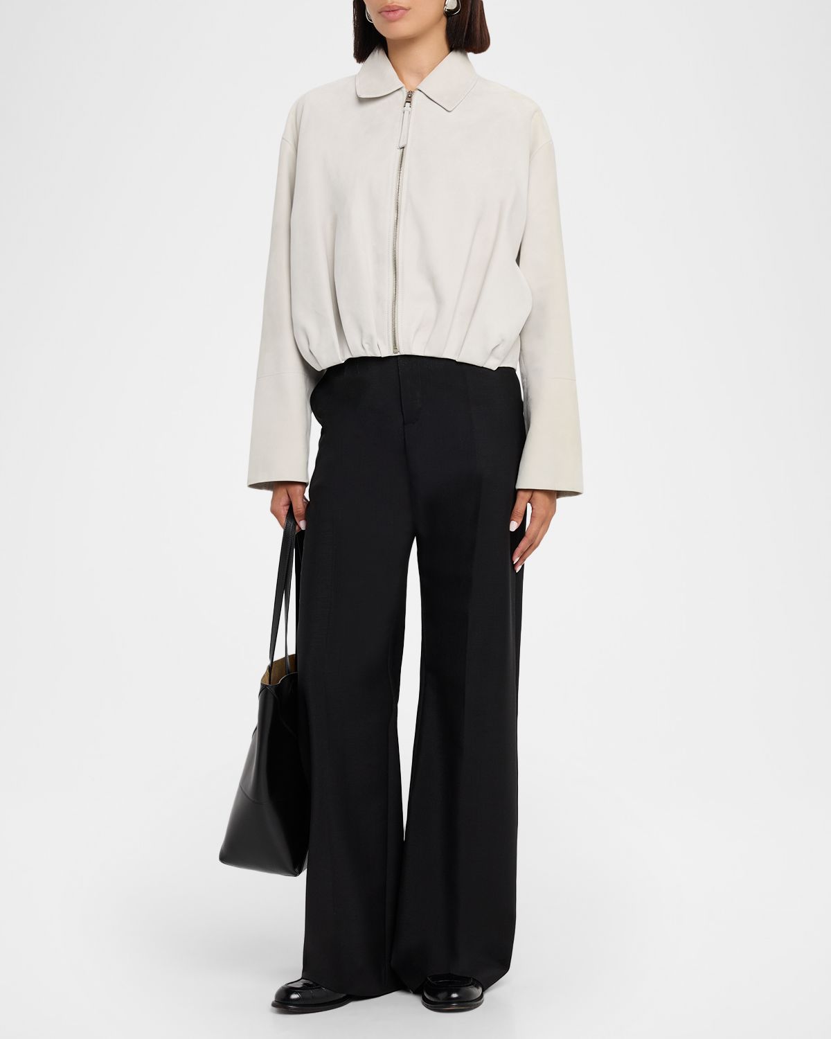 Loewe Suede Draped Bomber Jacket