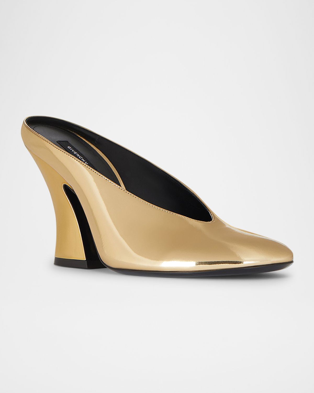 Givenchy Metallic Leather Sculpted Block-Heel Mules