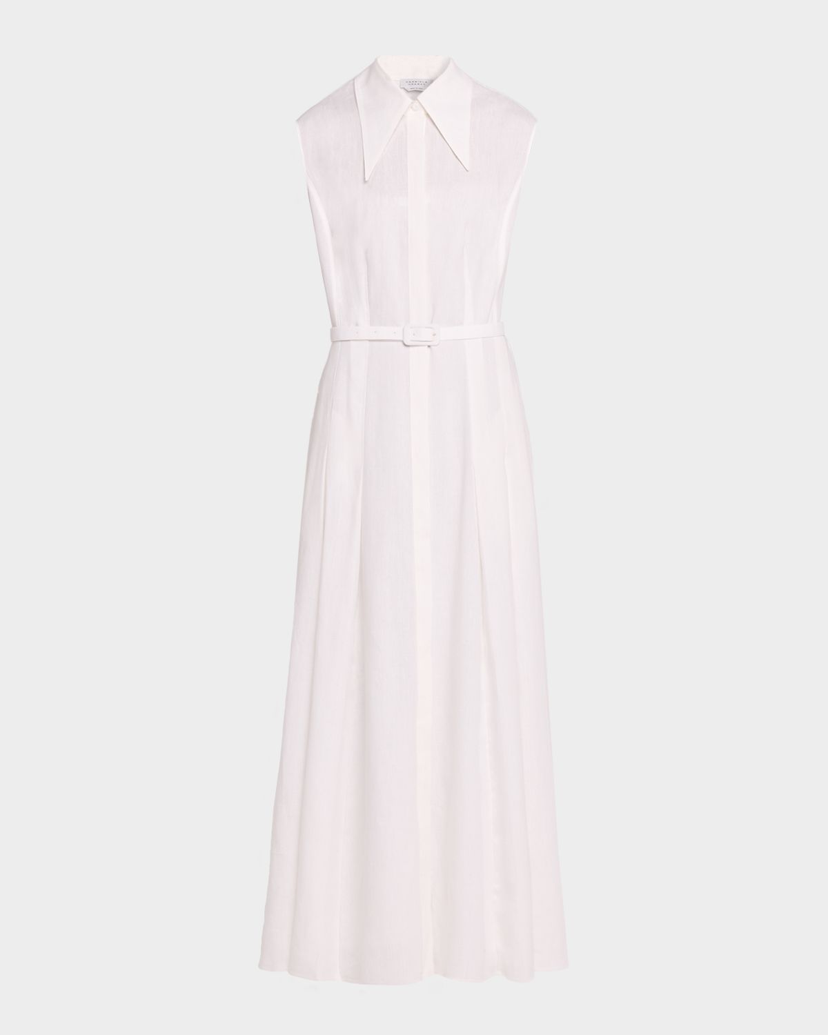 Gabriela Hearst Durand Sleeveless Belted Linen Midi Shirtdress