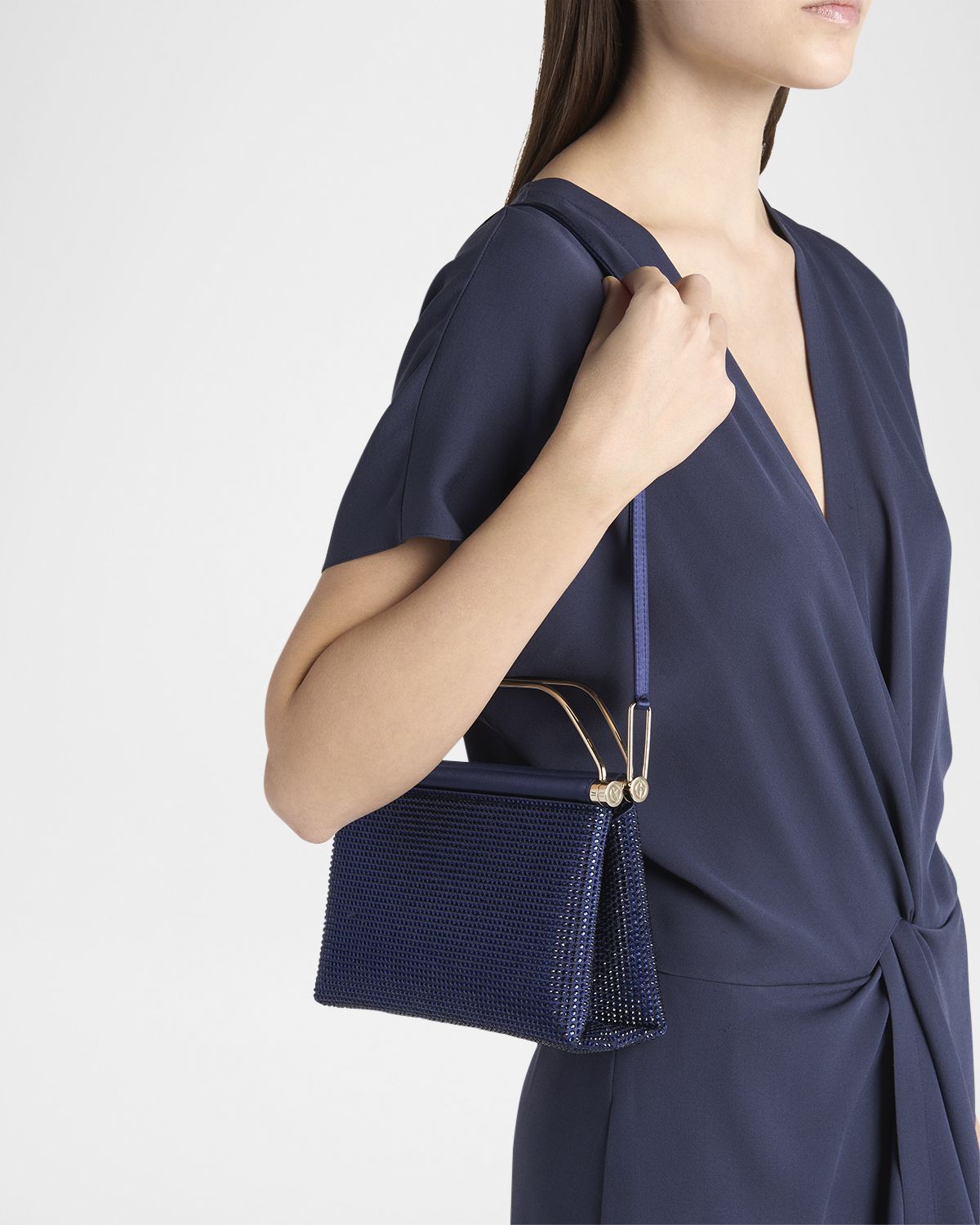 Giorgio Armani Avenue Rhinestone Satin Top-Handle Bag