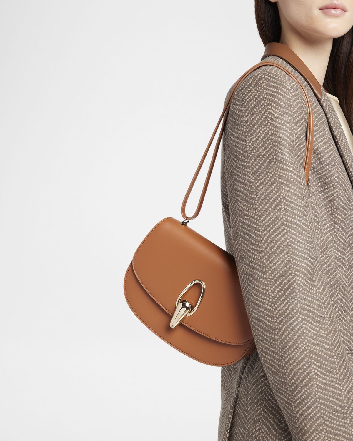 Giorgio Armani Rhinos Teardrop Turn-Lock Leather Crossbody Bag