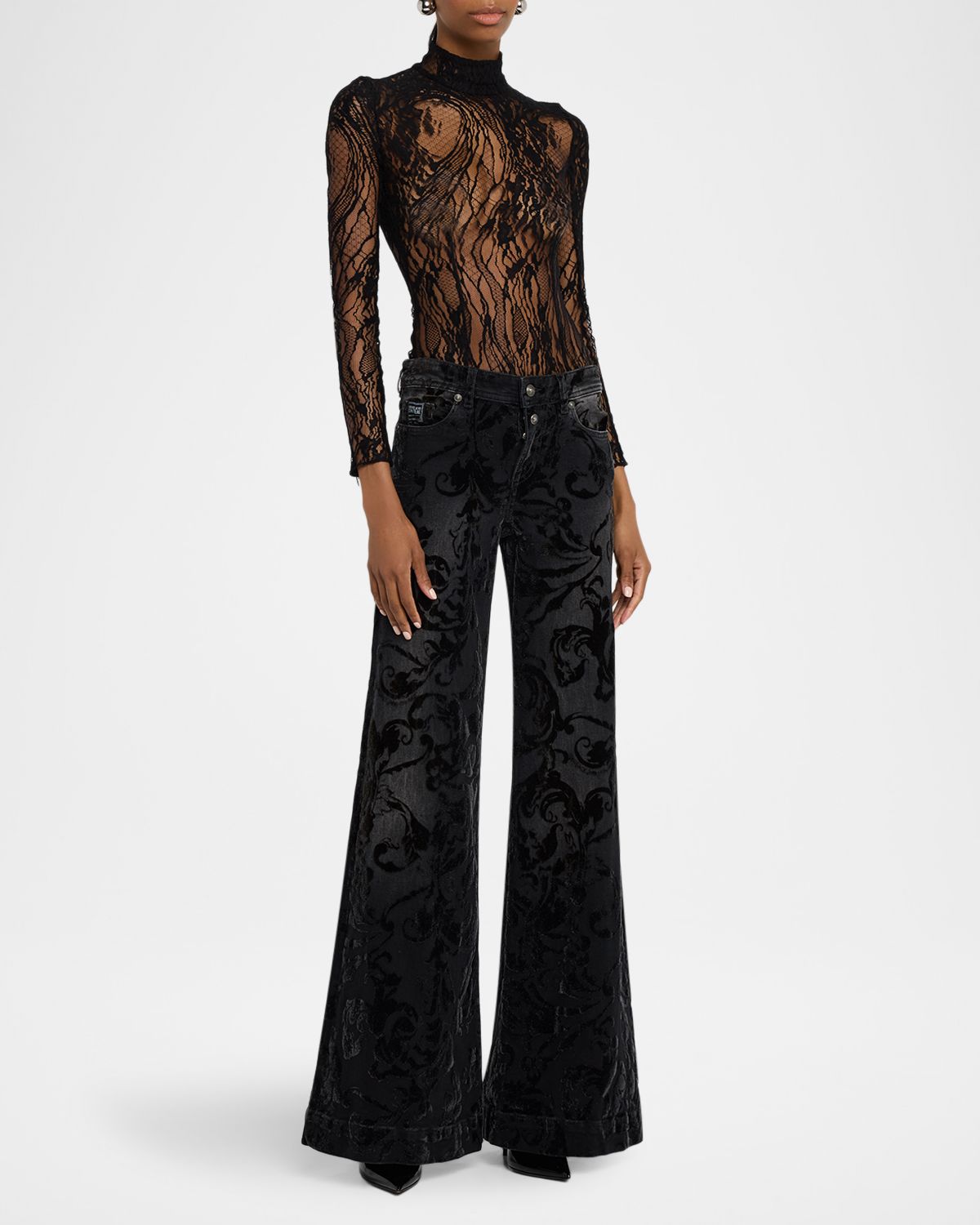 Versace Glitter Barocco Flare Jeans