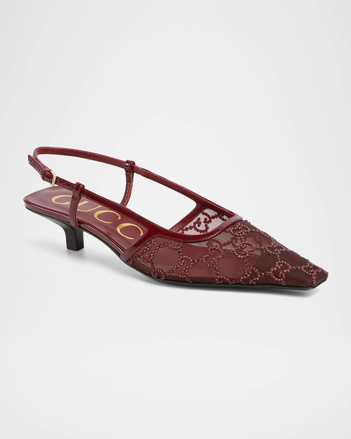 Gucci Demi Crystal Mesh Slingback Pumps
