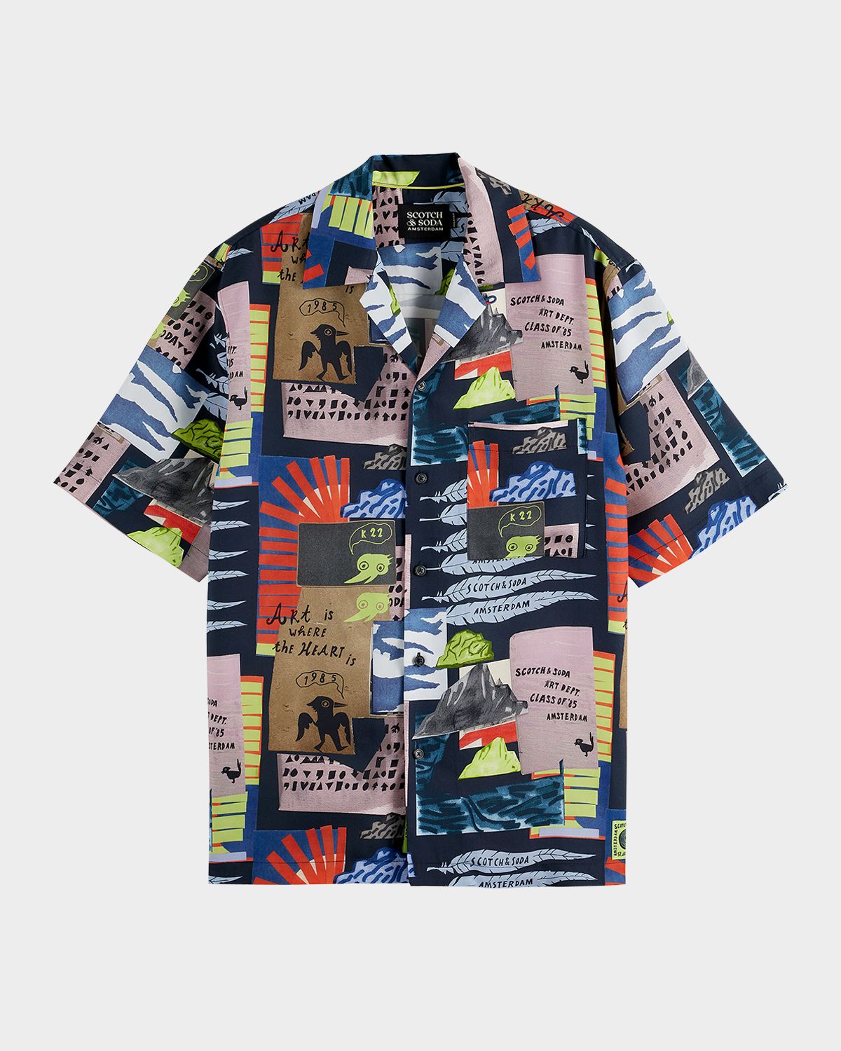 Scotch & Soda Men 's Relaxed-Fit Tencel Graphic Short-Sleeve Shirt