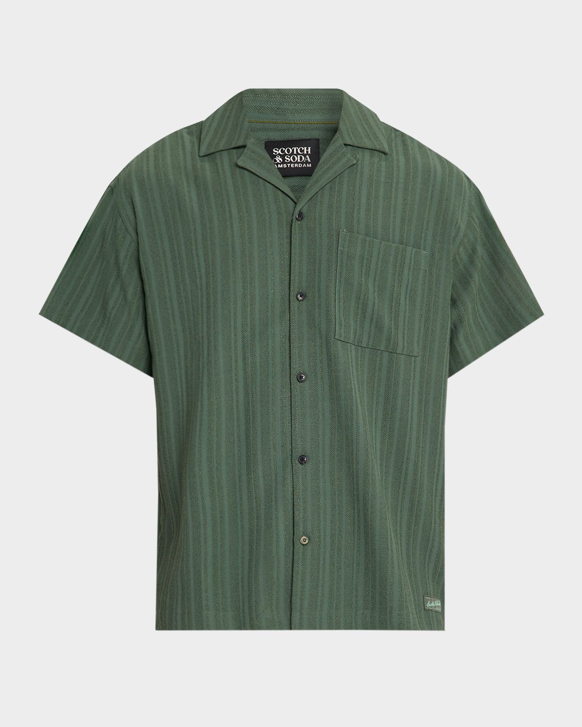 Scotch & Soda Men 's Textured Stripe Pocket Short-Sleeve Shirt