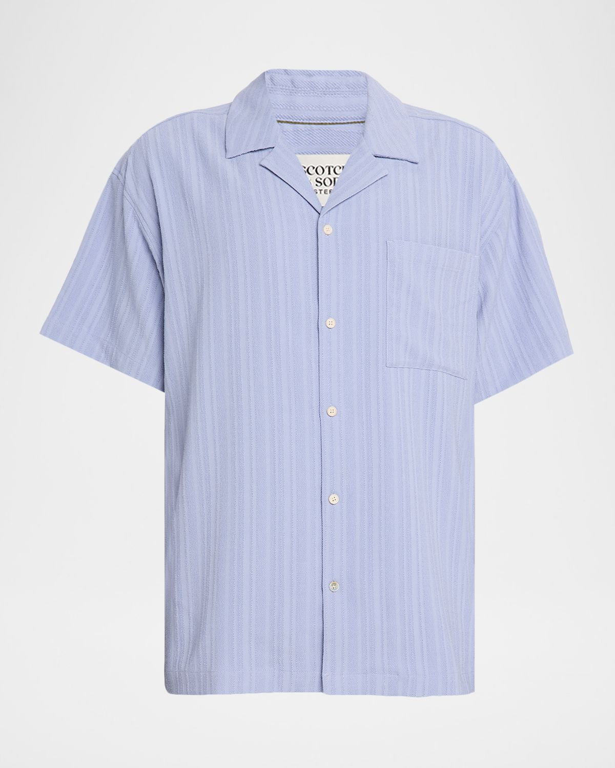 Scotch & Soda Men 's Textured Stripe Pocket Short-Sleeve Shirt | Thumbnail 6 Scotch & Soda Men 's Textured Stripe Pocket Short-Sleeve Shirt | Thumbnail 6