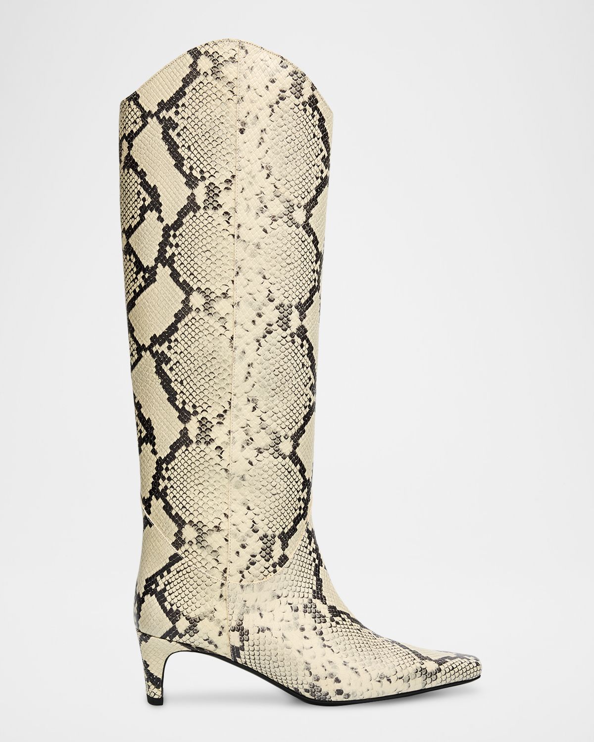 STAUD Western Wally Snake-Embossed Leather Knee-High Boots