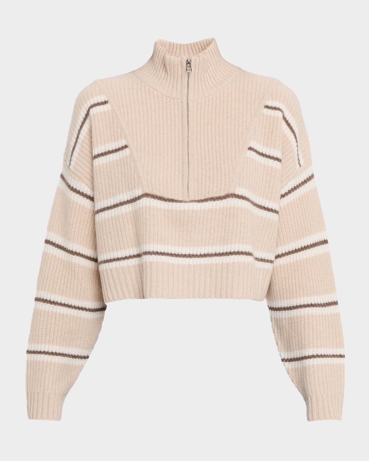 STAUD Hampton Stripe Cashmere Cropped Sweater