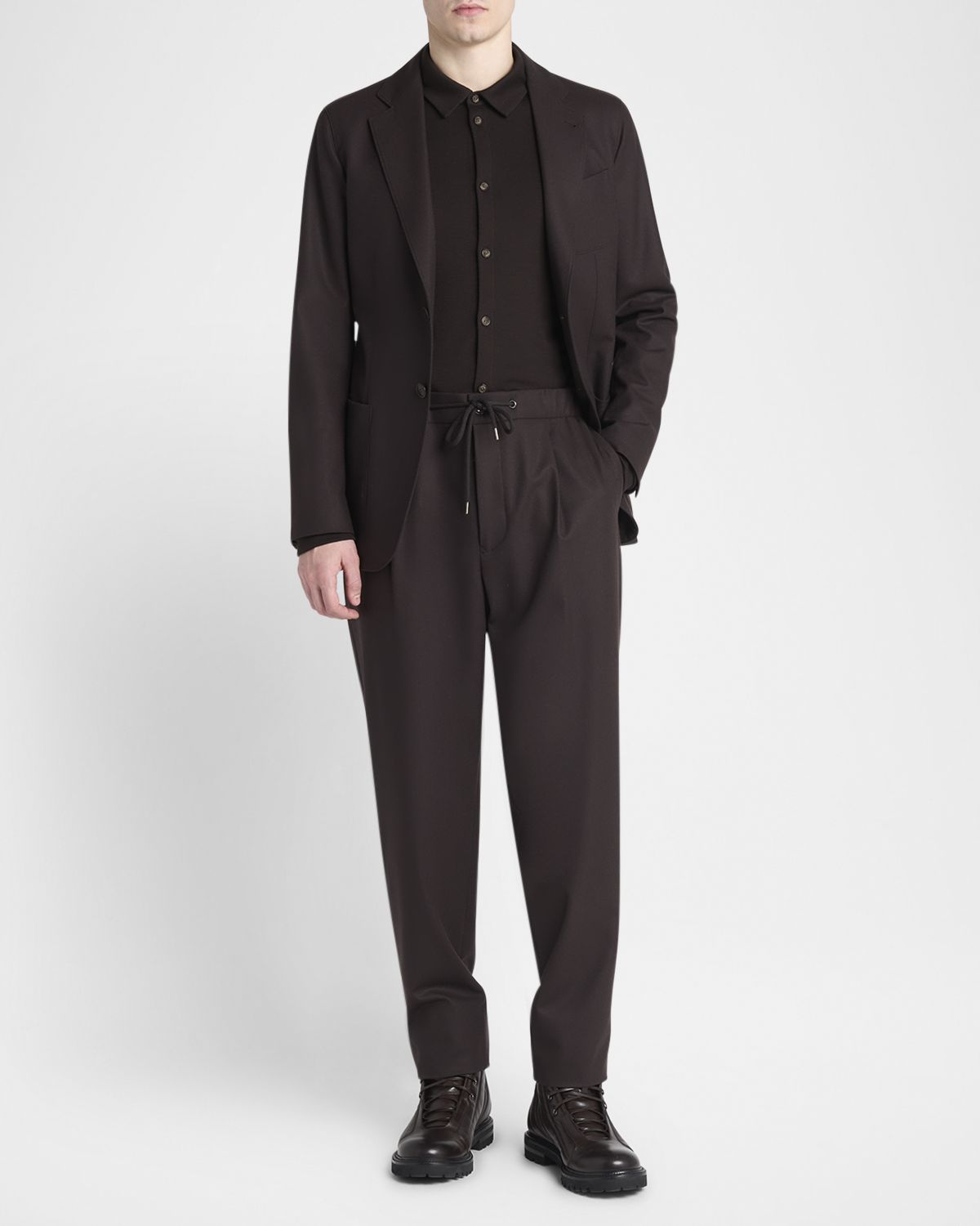 Giorgio Armani Men 's Solid Cashmere Button-Down Shirt