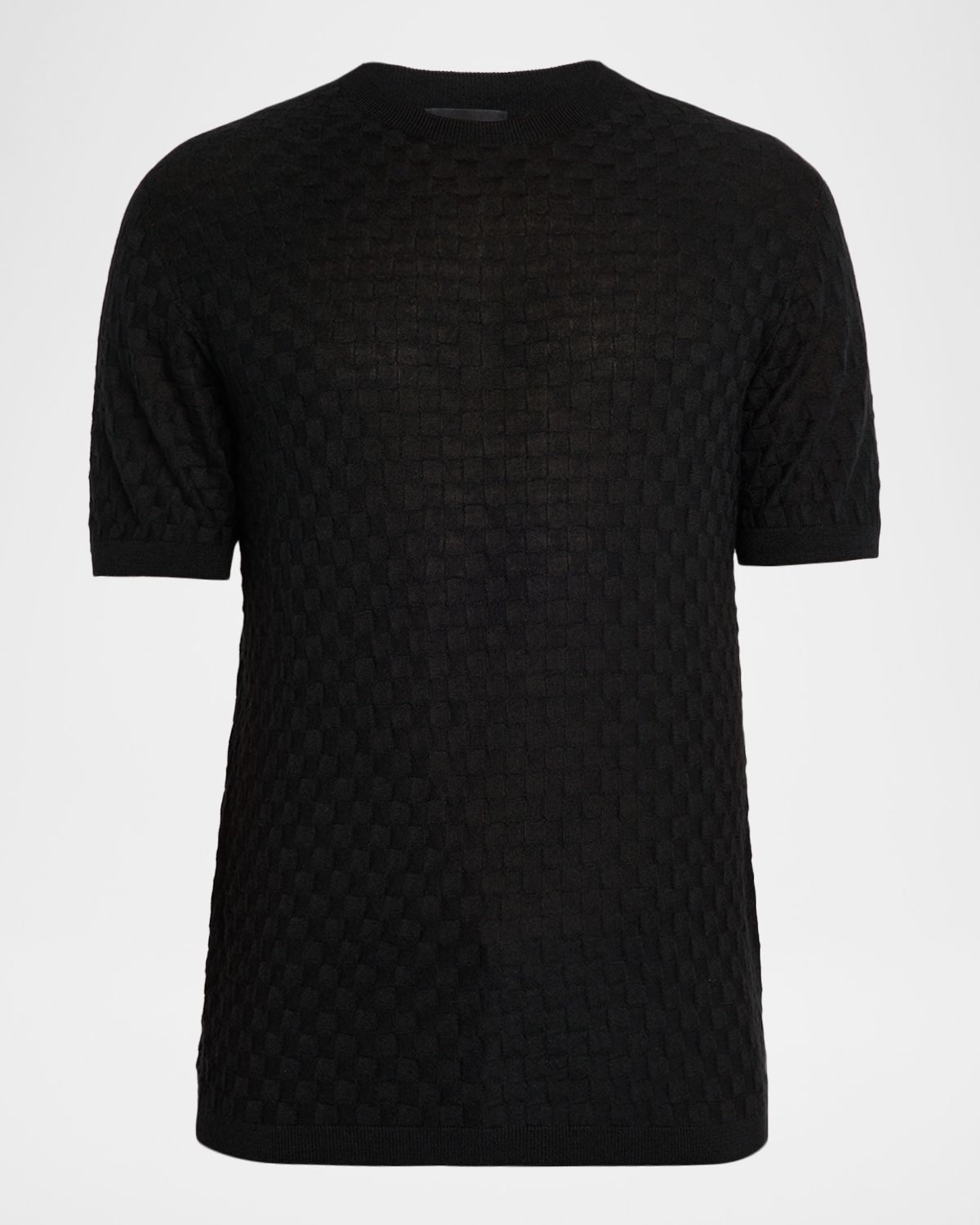 Giorgio Armani Men 's Woven Quadrant Cashmere and Silk Crewneck Sweater