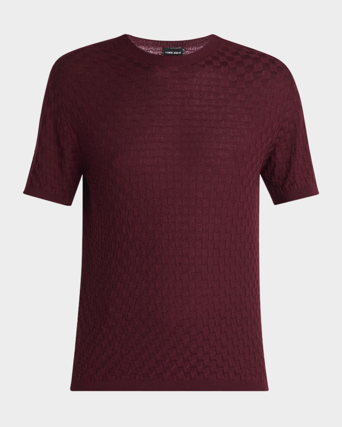 Giorgio Armani Men 's Woven Quadrant Cashmere and Silk Crewneck Sweater