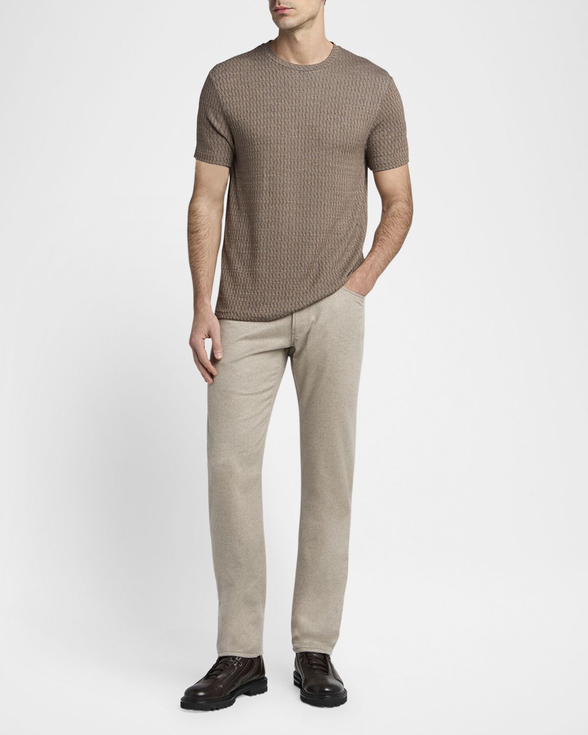Giorgio Armani Men 's Box-Jacquard Viscose Stretch Crewneck T-Shirt