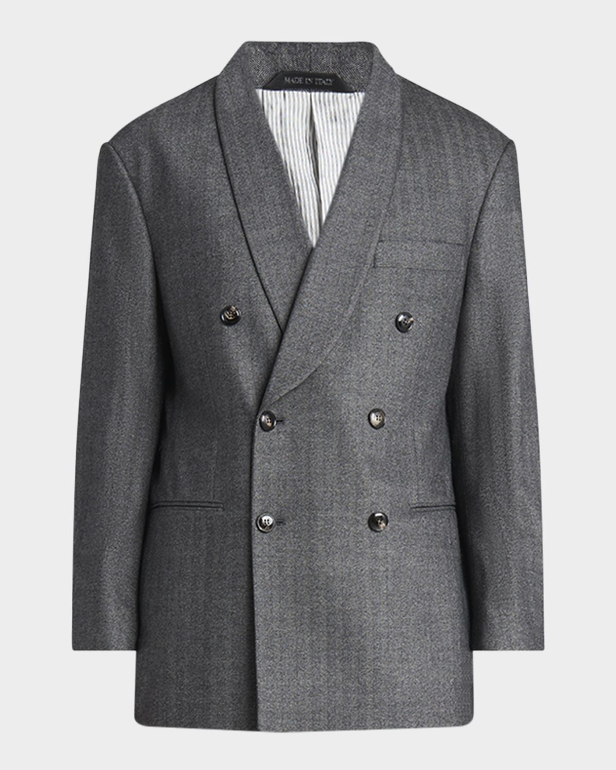 Giorgio Armani Men 's Chevron Pattern Wool Cashmere Blend Shawl Lapel Double Breasted Suit