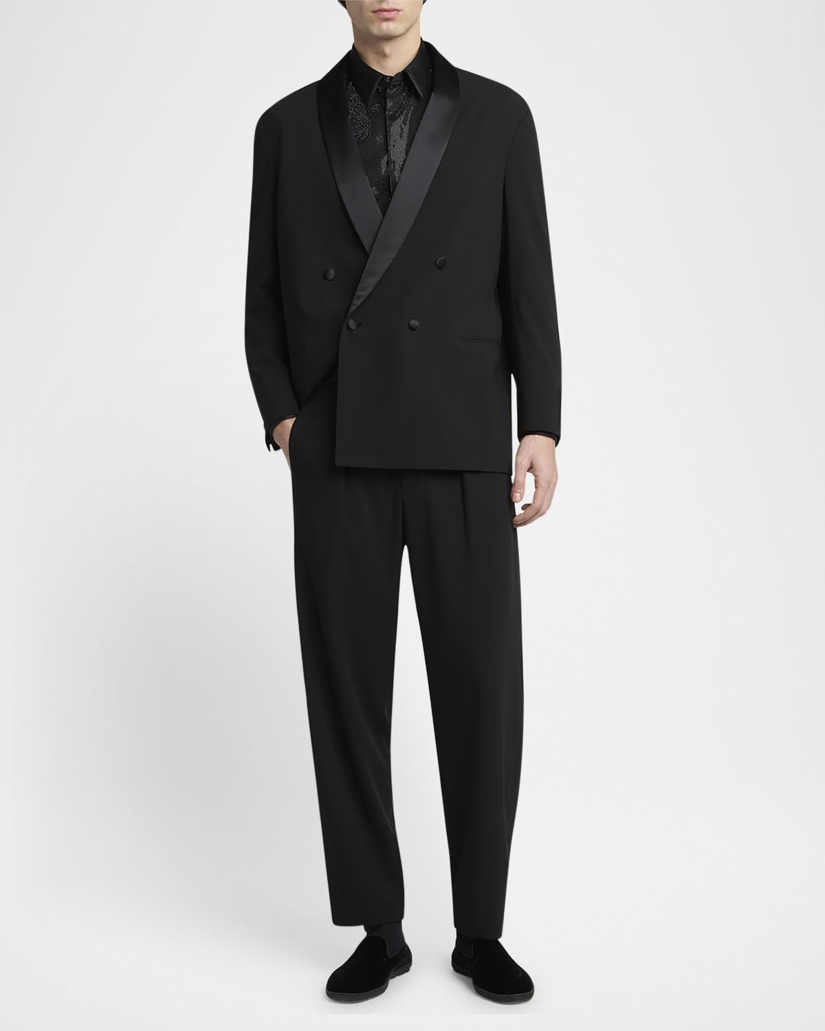 Giorgio Armani Men 's Oversized Double-Breasted Wool Tuxedo Set