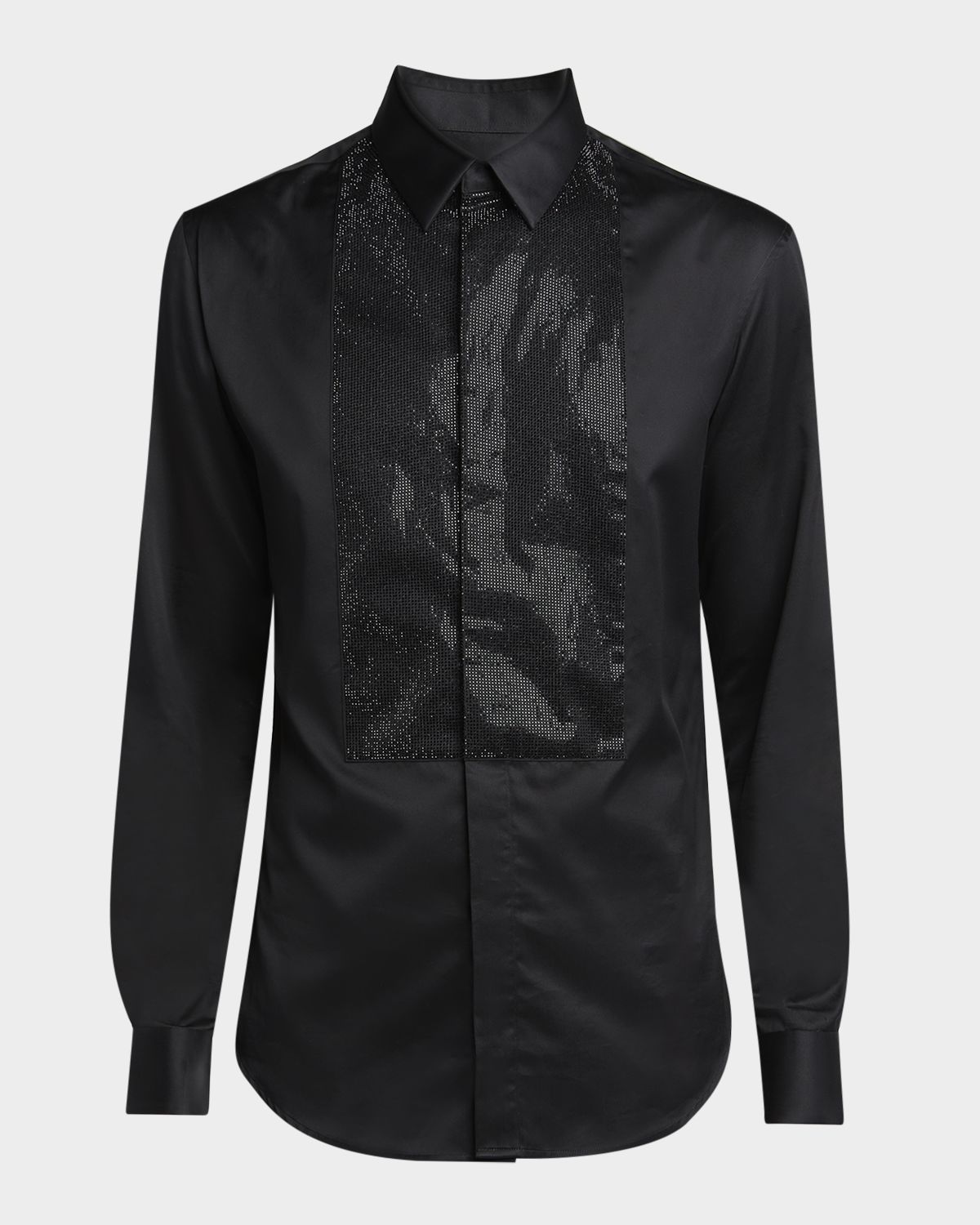 Giorgio Armani Men 's Crystal Bib Front Cotton Dress Shirt