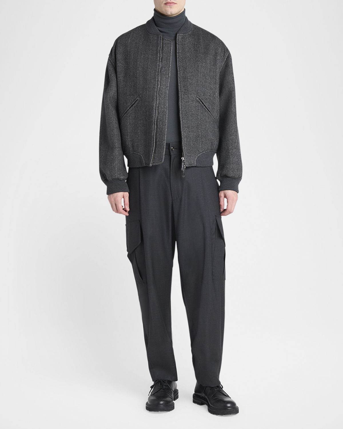 Giorgio Armani Men 's Herringbone Cashmere and Wool Bomber Jacket